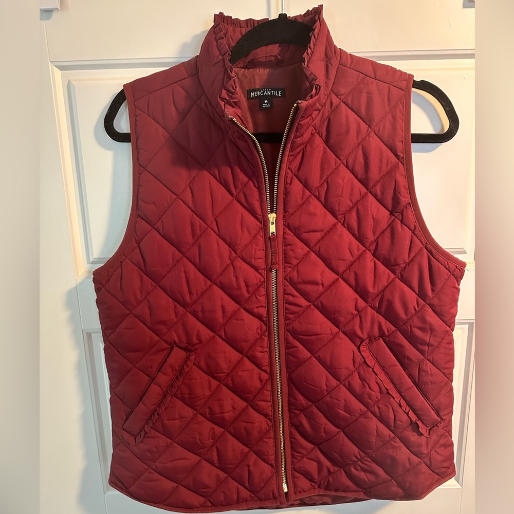 J. Crew Factory Quilted Vest in Deep Burgundy